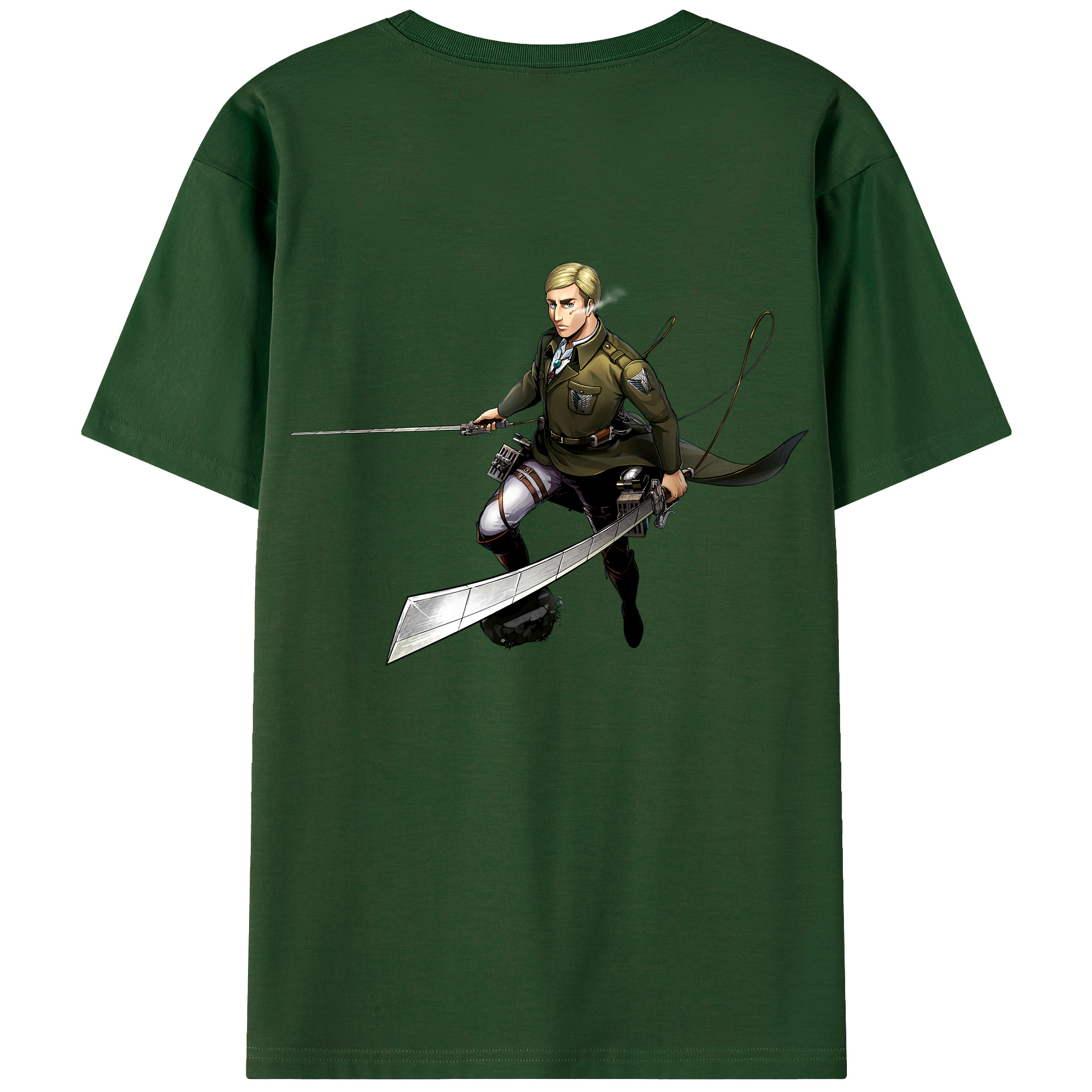 （画像用） 進撃の巨人 エルヴィン・スミス Attack on Titan Erwin Smith 綿100％半袖Tシャツ（背面プリント）
